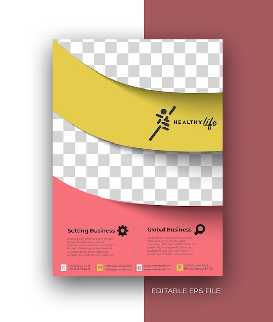 Gesundes Leben A4 Flyer Poster Broschüre Design-Vorlage