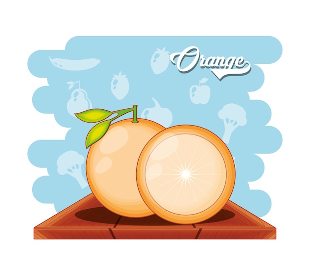 Gesundes lebensmittelvektor-illustrationsdesign der frucht orange