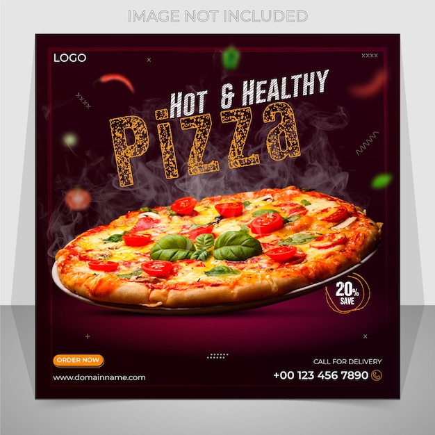 Gesundes Pizza-Fast-Food-Menü Instagram und Social Media Food Post