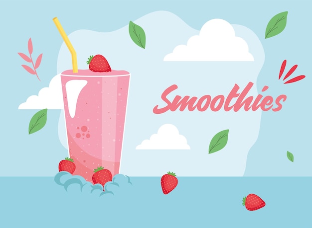 Gesundes und Erdbeer-Smoothie-Trinkglas