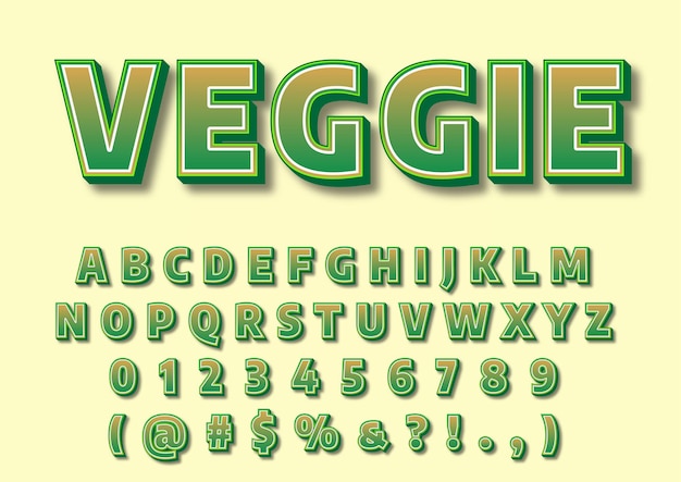 Gesundes veggie-alphabet-zahlen-set