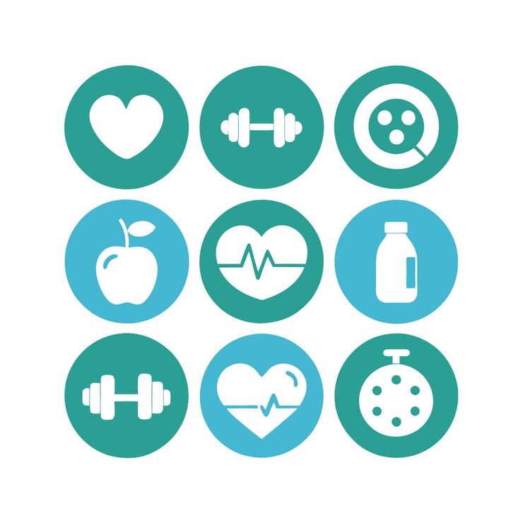 Gesundheit und Fitness Icon Set Vektor-Illustration