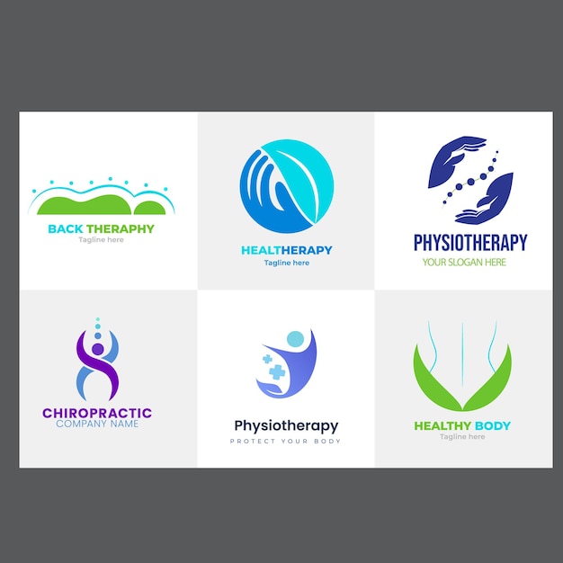 Gesundheits- und Physiotherapie-Logo-Set Menschen Vektor-Ikonen-Sammlung