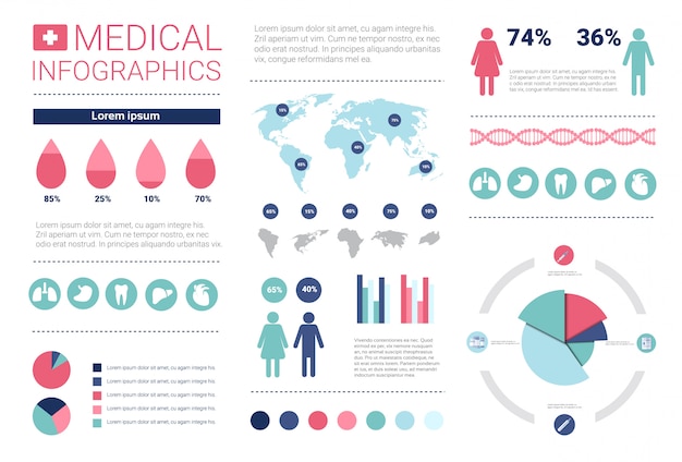 Gesundheitsmedizin infografiken informationsfahne mit textfreiraum