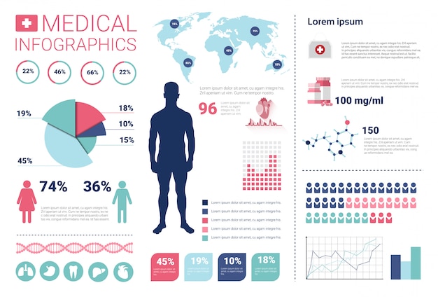 Gesundheitsmedizin infografiken informationsfahne mit textfreiraum