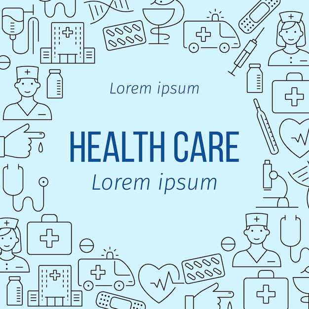 Gesundheitsposter mit Liniensymbolen