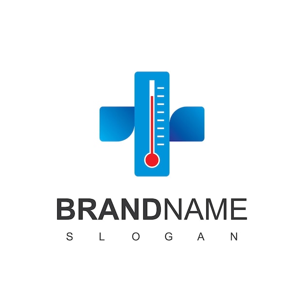 Gesundheitswesen-Logo mit Thermometer-Symbol