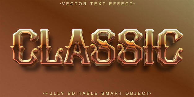 Getragenes klassisches braunes Vektorvoll redigierbares Smart Object Text-Effekt