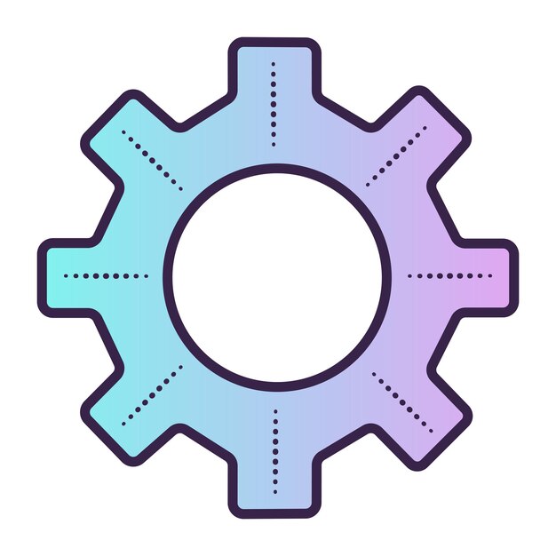 Vektor getriebe-mechanismus-symbol-zipfel-zeichen dunkelblaue linie vektor-illustration mit gradienten-hintergrund