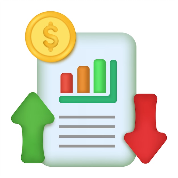 Gewinn- und Verlust-Finanz-Symbol Aufwärts- und Abwärtspfeile Konzept der Finanzkarten