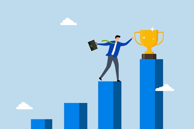 Gewinner des Unternehmens Unternehmer-Experte führt die steigende Balkengrafik voran, um die Auszeichnung zu sichern