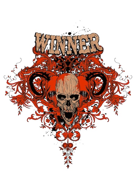 Gewinner-Schädel-T-Shirt-Design