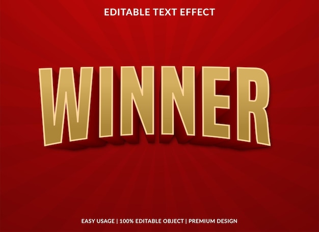 Gewinnertexteffektvorlagenverwendung für Geschäftslogo und Marken-Premium-Stil