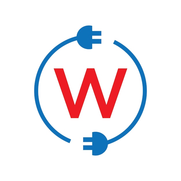 Gewitterbolz Buchstabe W Elektrizitätslogo Elektrische Industrie-Kraft-Zeichen Elektrischer Bolz auf W Buchstabe Logo