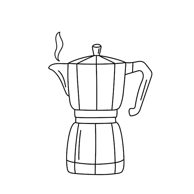 Geysir-kaffeemaschine im doodle-stil