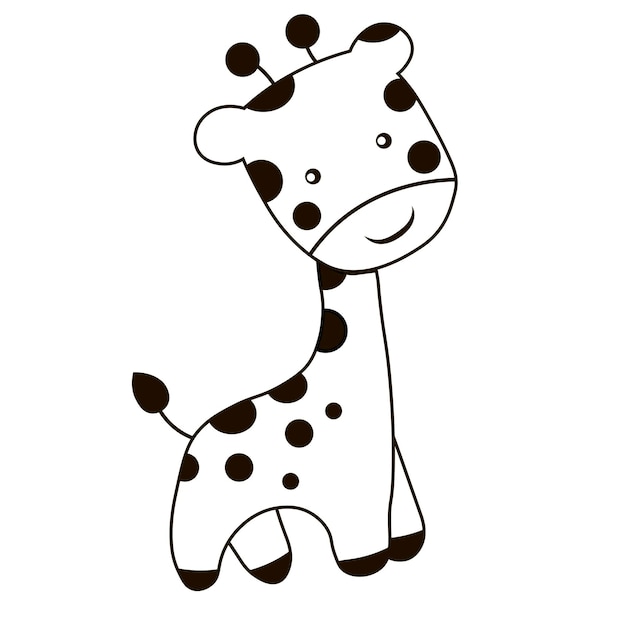 Gezeichnete giraffe im strich. malbuch für kinder. vektorbild | Premium