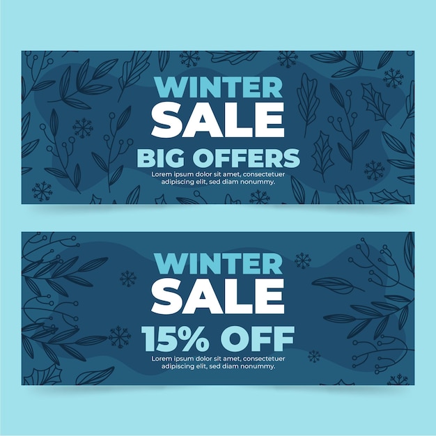 Gezeichnete winter sale banner pack