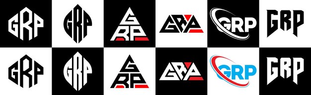 Gfk-buchstaben-logo-design in sechs stilen. gfk-polygon-kreis-dreieck-sechseck-flacher und einfacher stil mit schwarzen und weißen farbvariationen. buchstaben-logo auf einer zeichenfläche. gfk-minimalistisches und klassisches logo