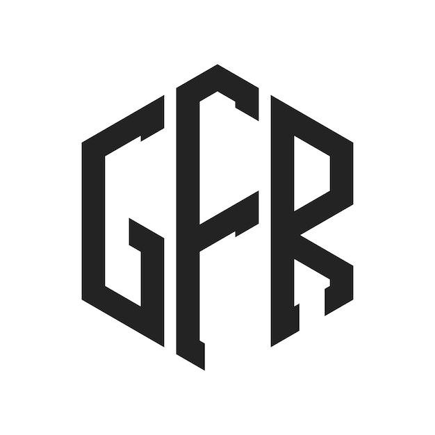 GFR-Logo-Design Initialbuchstaben GFR-Monogramm-Logo mit sechseckiger Form