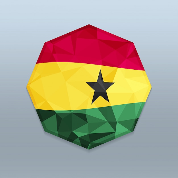 Ghana flag mit octagone design vektor