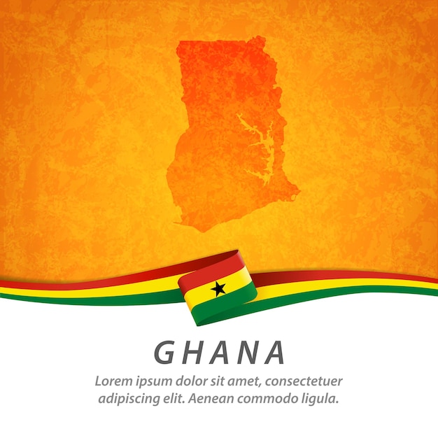 Ghana Flagge mit zentraler Karte