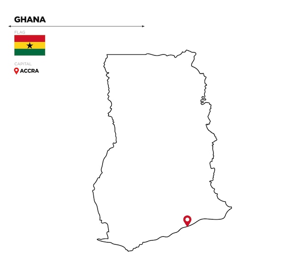 Ghana politische karte mit hauptstadt accra nationalflagge und grenzt an afrikanisches land