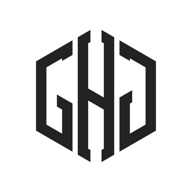 GHJ-Logo-Design Anfangsbuchstaben GHJ-Monogramm-Logo in sechseckiger Form