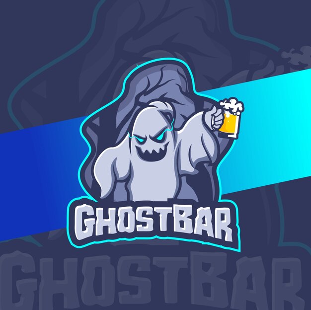 Ghost bar maskottchen logo design