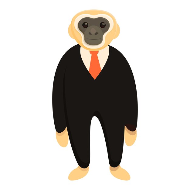 Vektor gibbon im kostüm-symbol cartoon eines gibbons im kostüm, vektorsymbol für webdesign, isoliert auf weißem hintergrund