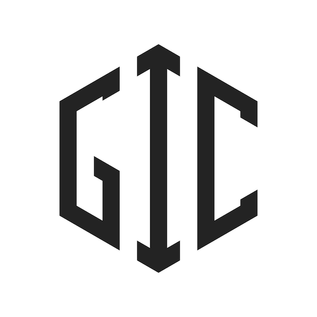 GIC-Logo-Design Anfangsbuchstaben GIC-Monogramm-Logo in sechseckiger Form