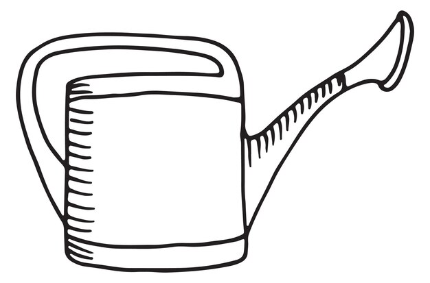 Vektor gießkanne doodle handgezeichnete gartenskizze