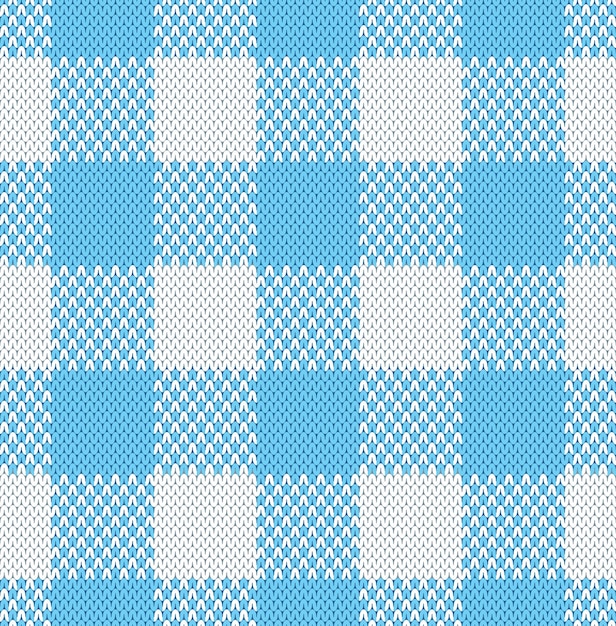 Gingham gestrickte Textur Stoff nahtloses Muster für Picknick oder Tischdecke blaues Vichy-Karo-Plaid