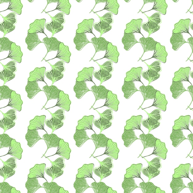 Ginkgo biloba handgezeichnetes nahtloses muster. textil- und geschenkpapierdesign. vektor