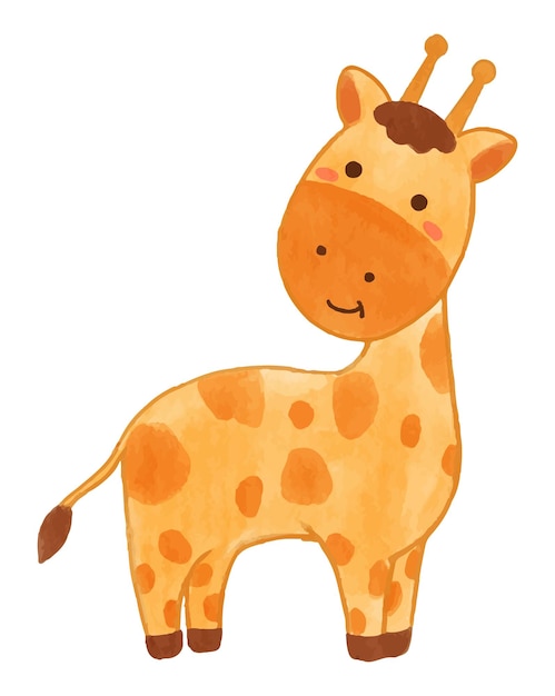 Giraffe Aquarellfarbe Design Niedliche Tierzeichentrickfigur Stehende Position Vektor