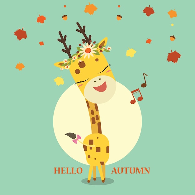 Giraffe, die im herbst singt