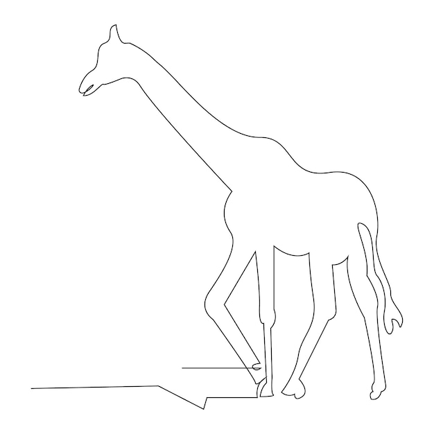 Vektor giraffe eine linie kontinuierliche kontur vektorkunstzeichnung und einfaches minimalistisches design