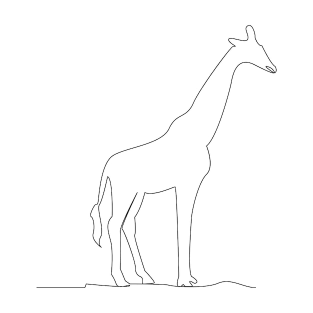 Giraffe eine linie kontinuierliche kontur vektorkunstzeichnung und einfaches minimalistisches design