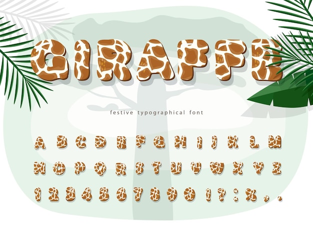 Vektor giraffe haut cartoon schrift tierfell gefleckt alphabet