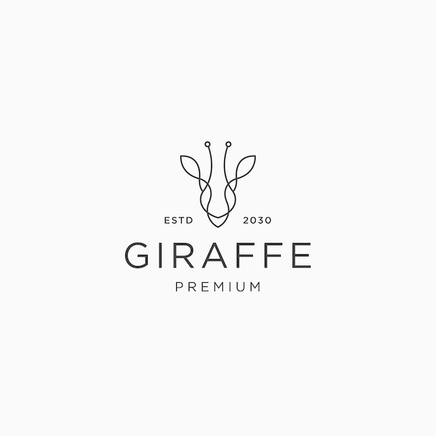 Giraffe head line art logo icon design template flacher vektor