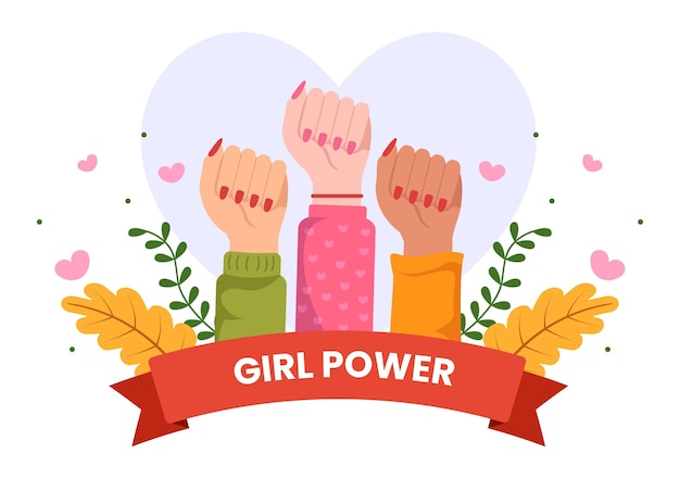 Girl-power-illustration, um zu zeigen, dass frauen auch in bezug auf rechte und vielfalt stärker und unabhängiger sein können