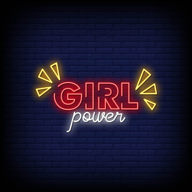 Girl power neon signs style text