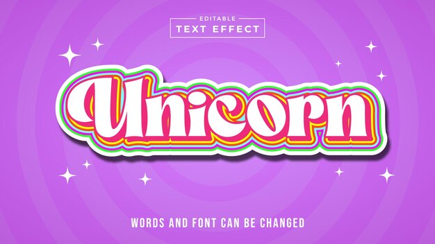 Vektor girly unicorn redigierbarer stil text-effekt