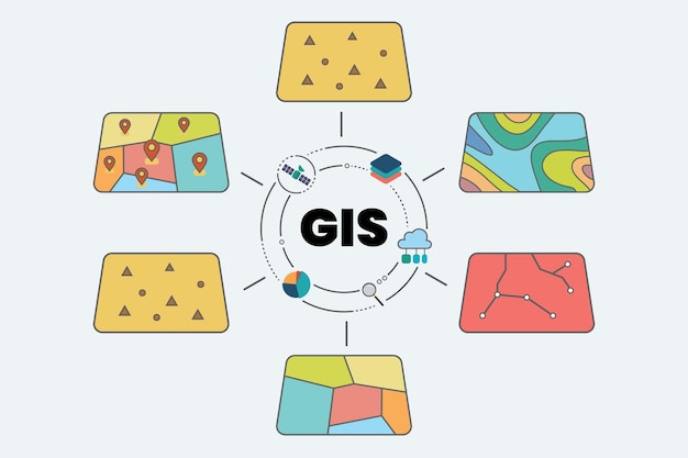 Vektor gis spatial data layers konzept