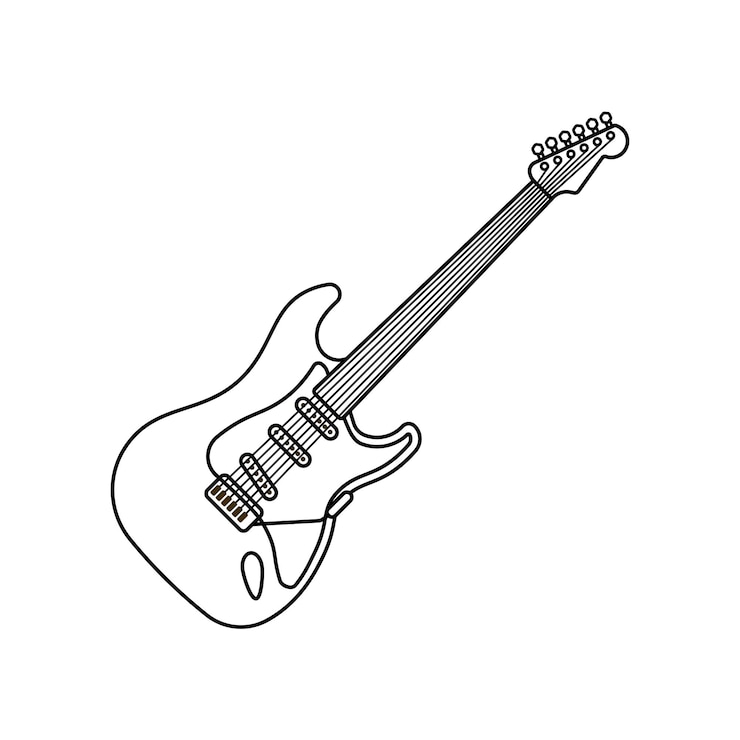 Vektor gitarren-ikonen, umrisse, stildesign, isolierter weißer hintergrund