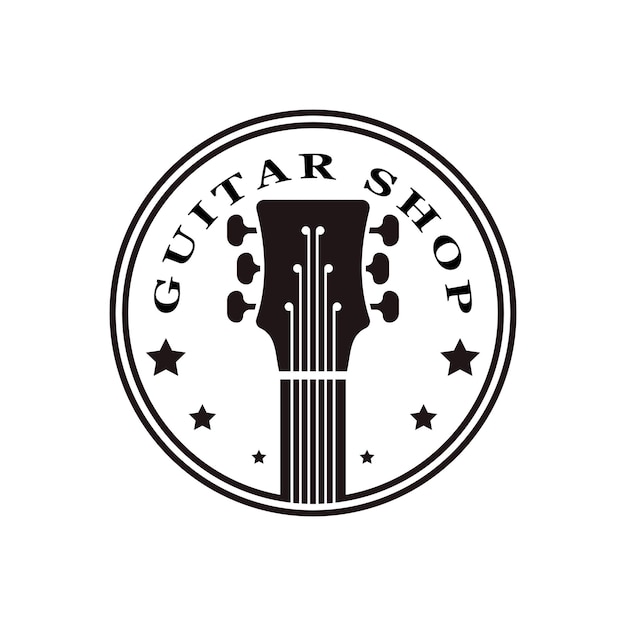 Gitarren-logo-design-ikone und symbolvektor