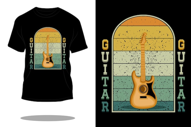 Vektor gitarren-retro-t-shirt-design