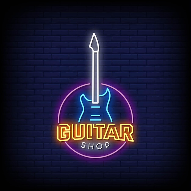 Gitarrengeschäft logo neon signs style text