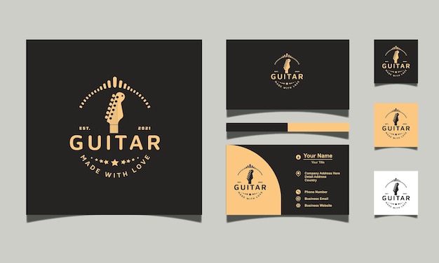 Gitarrenmusik-logo-inspirationmodernes designvektor-illustrationskonzept