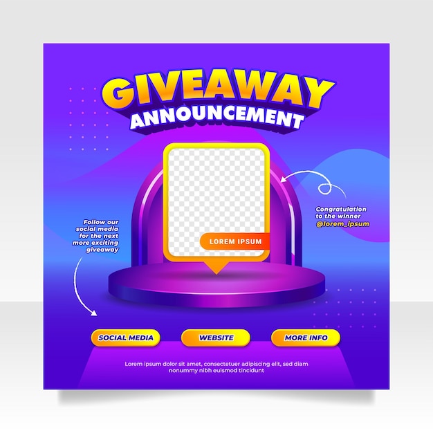 Giveaway-gewinner-ankündigung social-media-post-banner-vorlage