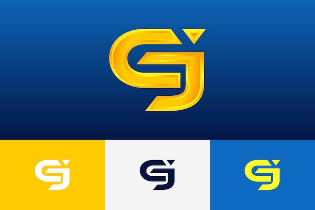 Gj-initial-modern-logo-verlaufsvorlage für die unternehmensidentität